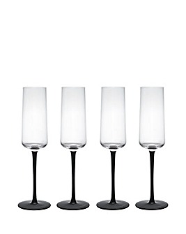 Mikasa Palermo Set of 4 Crystal Champagne Flutes