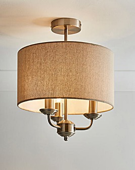 Fulford Brushed Silver & Linen Ceiling Light