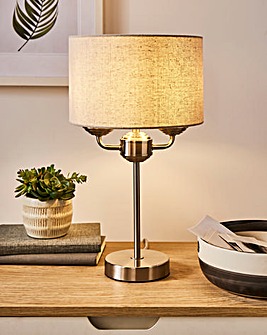 Fulford Brushed Silver & Linen Shade Table Lamp