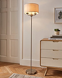 Fulford Brushed Silver & Linen Shade Floor Lamp