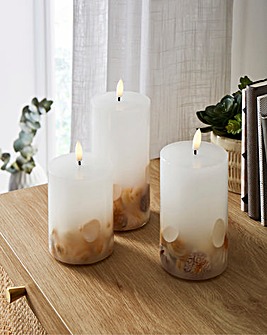 Seashell LED Set of 3 Candles