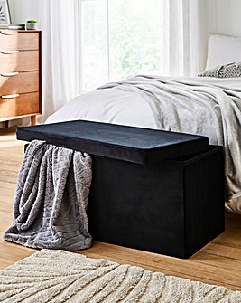 Velvet Foldable Storage Ottoman