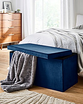 Velvet Foldable Storage Ottoman