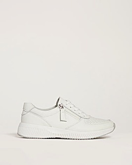 Leather Lace Trainer With Zip Detail EEE Fit
