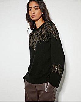 Monsoon Fay Embellished Fair Isle Jumper