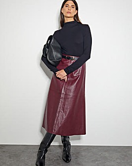 Monsoon Pippa Faux Leather Midi Skirt