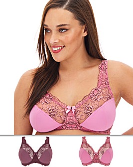 2 Pack Ella Lace Non Wired Bras