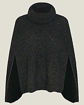 Roll Neck Knit Poncho