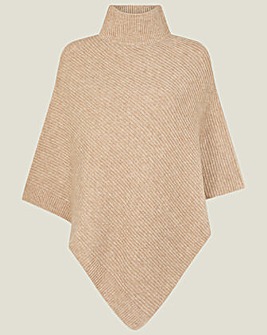 High Neck Rib Knit Poncho