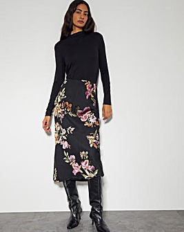 Monsoon Ariella Floral Devore Midi Skirt