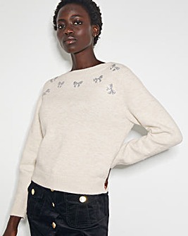 Monsoon Mal Glitter Bow Jumper