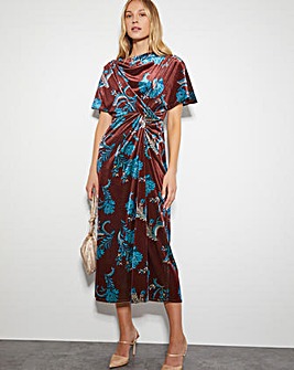 Monsoon Sassa Floral Velvet Cowl Midi Dress