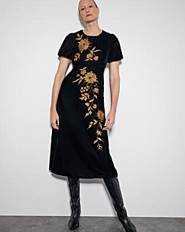 Monsoon Kendra Velvet Midi Dress