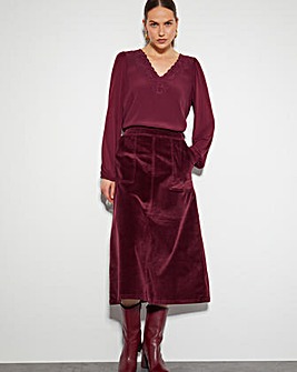 Monsoon Malika Corduroy Midi Skirt