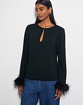 Monsoon Tiggy Long Sleeve Feather Top