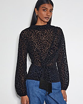 Monsoon Deb Leopard Print Sheer Top