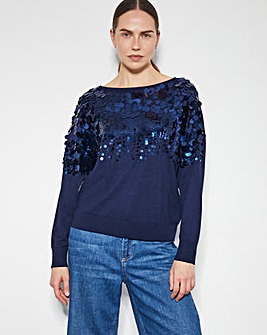 Monsoon Sabine Boat Neck Sequin Jumper