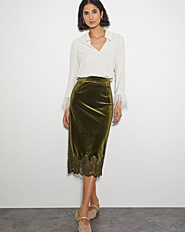 Monsoon Andi Velvet Lace Pencil Skirt