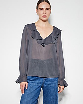 Monsoon Emmy Sheer Sparkle Frill Blouse