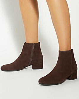 Dune Pippie Brown Suede Low-Heel Ankle Boots Wide Fit