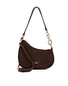 Dune Direction Real Suede Asymmetric Chain Detail Shoulder Bag