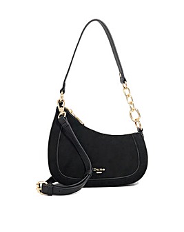 Dune Direction Real Suede Asymmetric Chain Detail Shoulder Bag