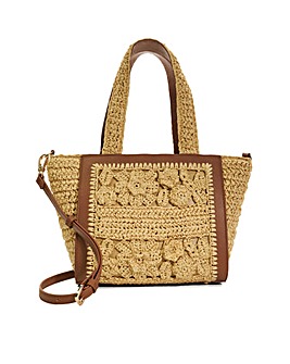 Dune Daisy Floral Raffia Tote Bag