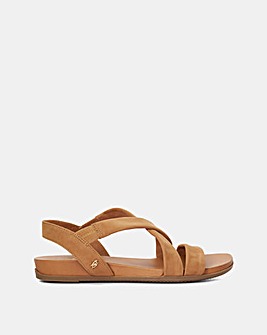 Dune Landies Tan Strappy Sandals - Wide Fit (E)
