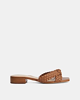 Dune Lacees Tan Woven Leather Sandals - Standard Fit (D)