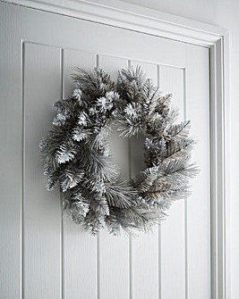Grey Glitter Tipped 50cm Wreath