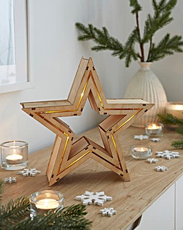 Christmas Lit Wooden Star