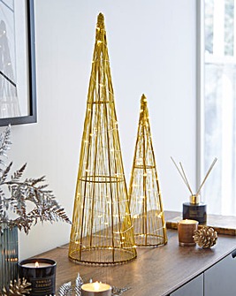 Lit Christmas Tree Decorations- Set of 2