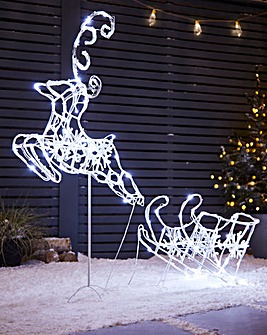 Outdoor Reindeer and Sleigh Christmas Light - 1m