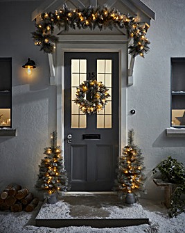 Grey Glitter Christmas Door Decoration Set