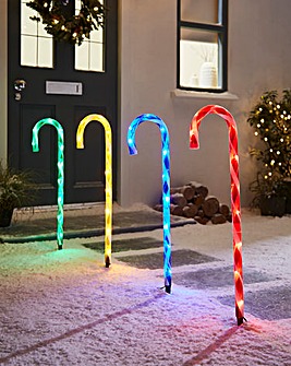 Candy Cane Christmas Path Lights - Set of 4