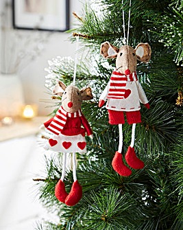 Millie and Max Mouse Felt Baubles