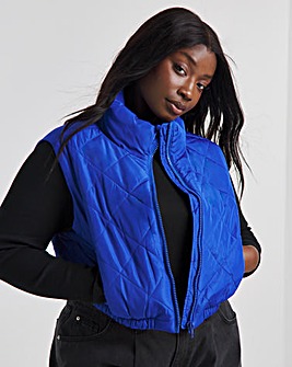 Blue Adjustable Hem Quilted Gilet