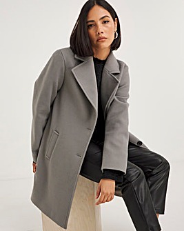 Grey Faux Wool Relaxed Blazer Coat