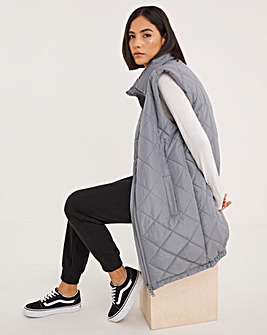 Grey Mid Quilted Gilet