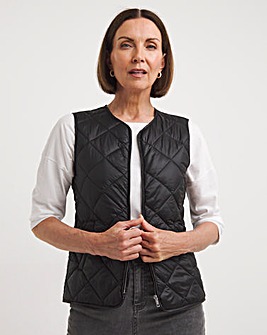 Black Short Quilted Gilet