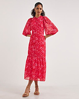 Whistles Clouded Floral Print Midi Dress