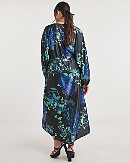 Joanna Hope Floral Satin Wrap Dress