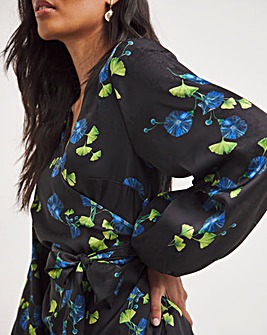 Joanna Hope Floral Satin Wrap Blouse