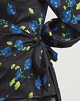 Joanna Hope Floral Satin Wrap Blouse