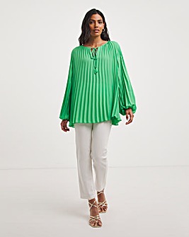 Joanna Hope Pleated Keyhole Blouse