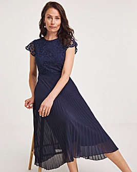 Joanna Hope Lace Top Pleated Skirt Dress