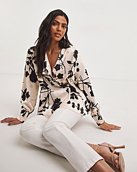 Joanna Hope Printed Satin Blouse