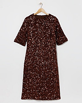 Joanna Hope Copper Sequin T-Shirt Dress