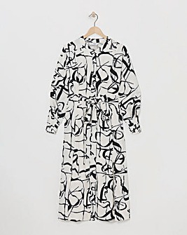 Joanna Hope Ivory Print Tie Waist Shirt Dress