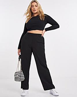 Black Improved Quality Wide Leg Trousers